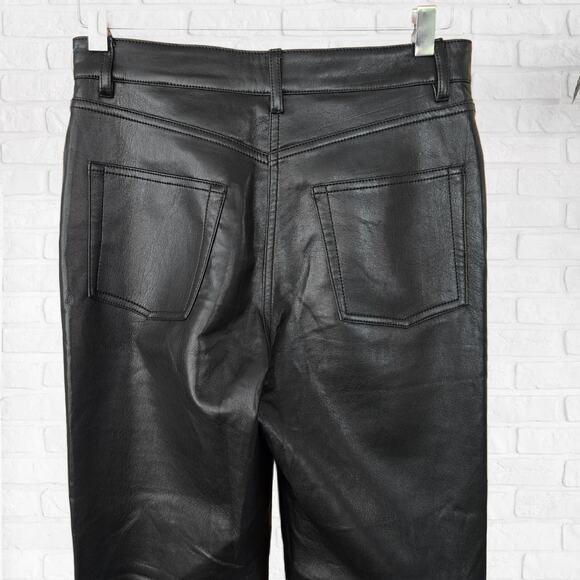 Aritzia Wilfred Melina Black Faux Leather Pant Size 4 High Rise Straight Leg - Picture 9 of 10